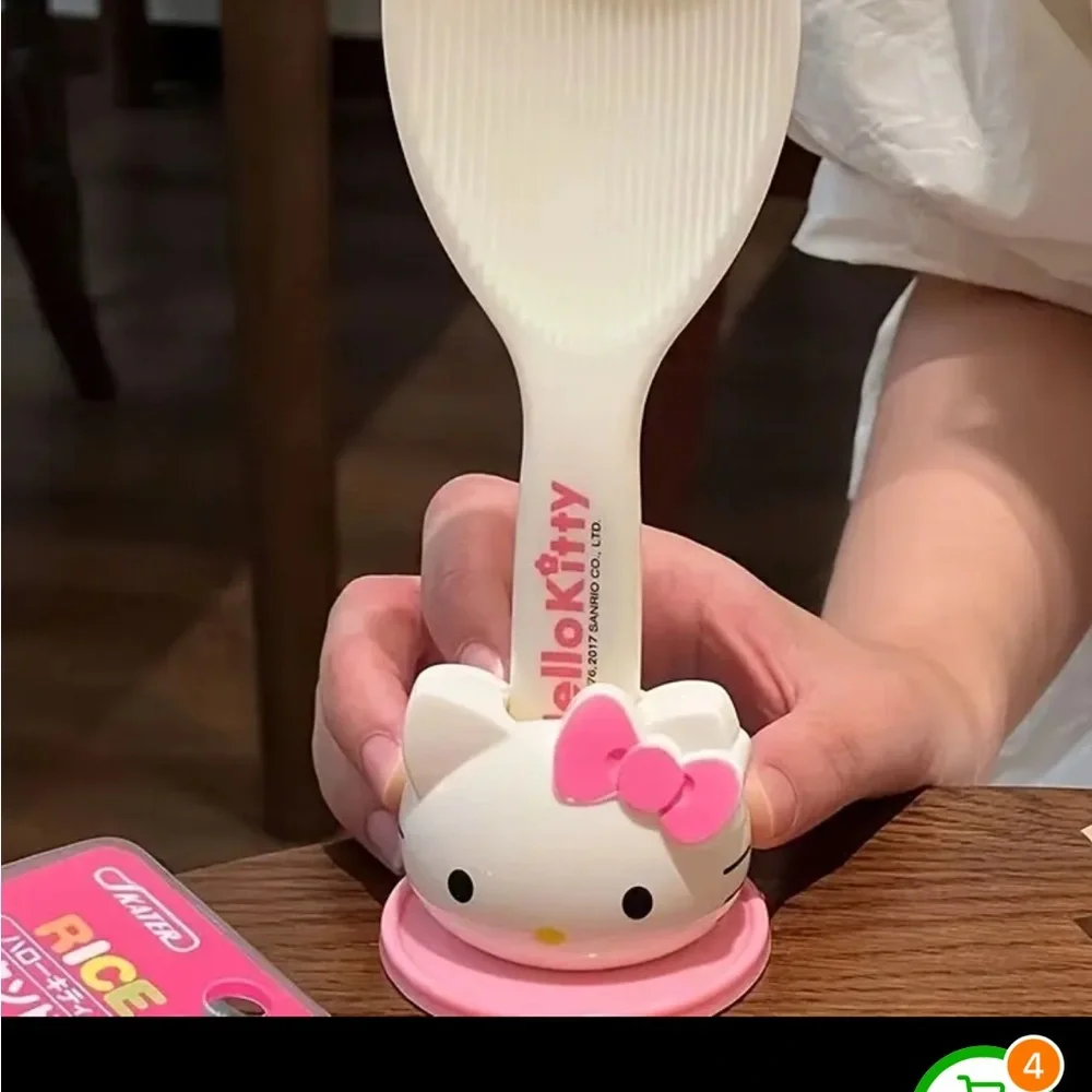 )NEW} Hello Kitty White and Pink Rice Spoon Non-Stick